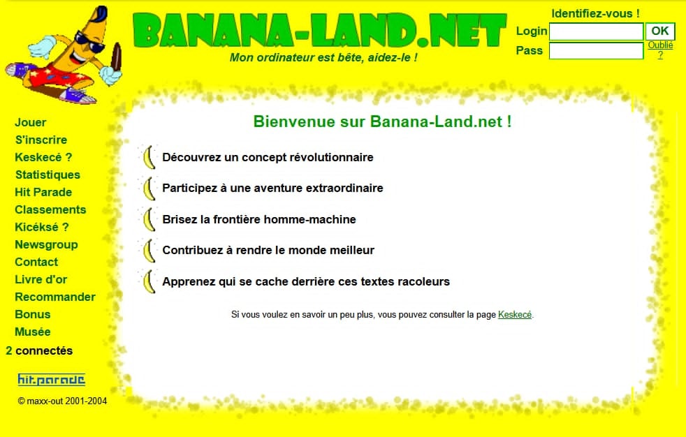 Capture de la version historique de Banana-Land